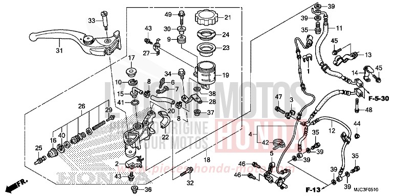 FRONT BRAKE MASTER CYLINDER (CBR600RA) for CBR600RR ABS VIBRANT ORANGE (YR250) from 2013